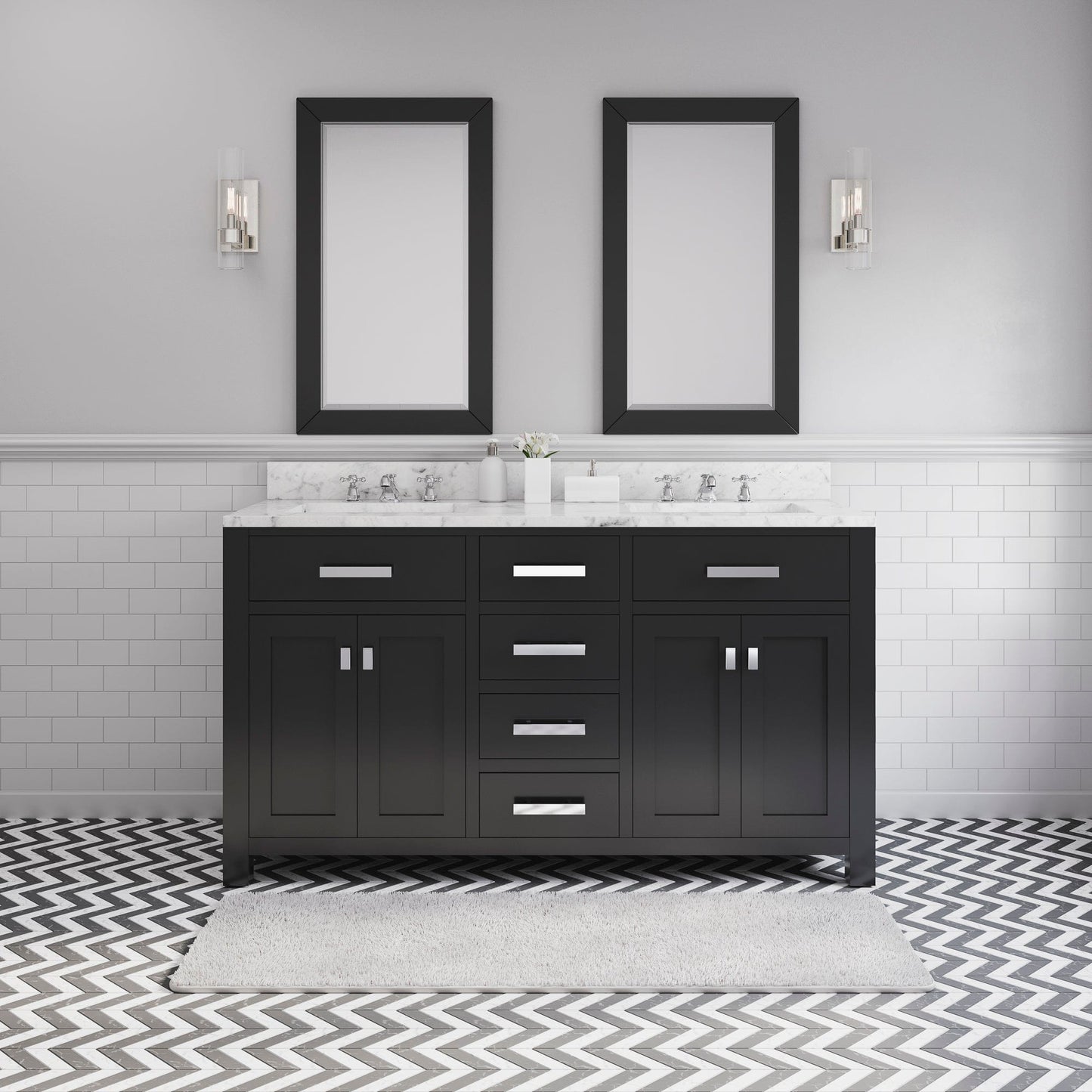 Water Creation MS60CW01ES-R21000000 MADISON 60"W x 34"H Espresso Double-Sink Vanity + Mirrors