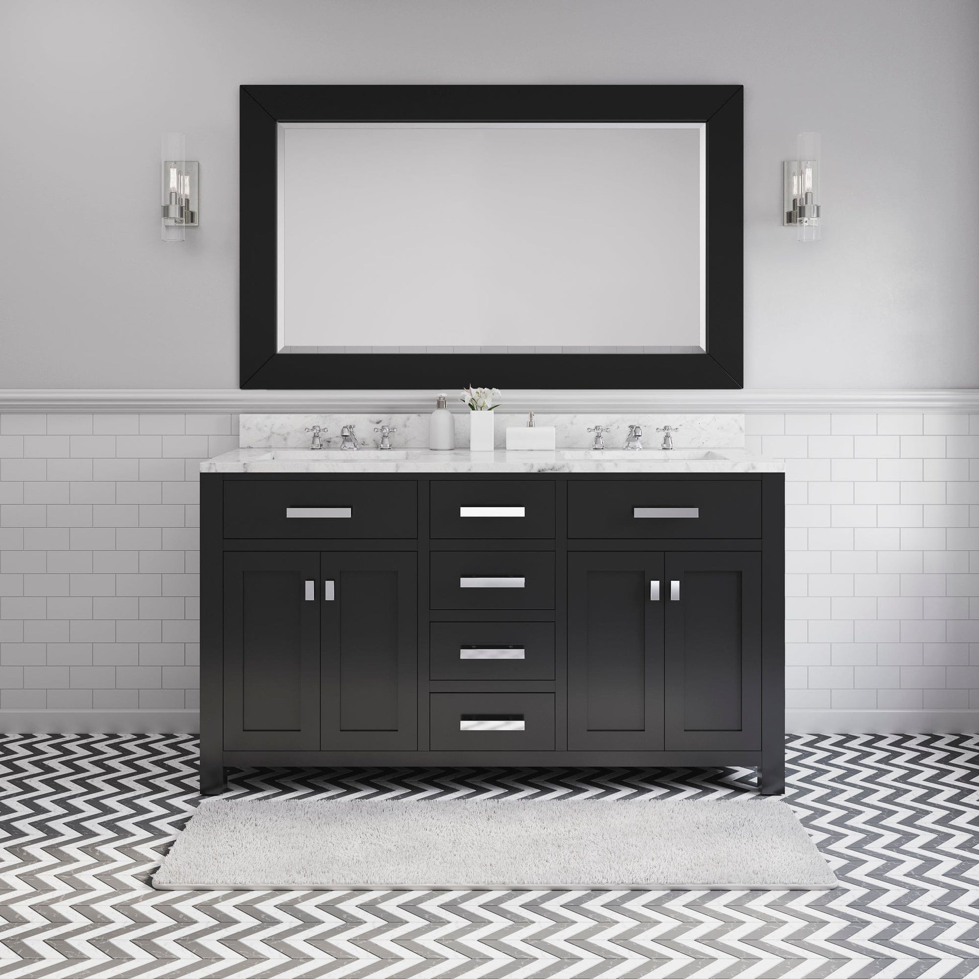 Water Creation MS60CW01ES-R60000000 MADISON 60"W x 34"H Espresso Double-Sink Vanity + Mirror