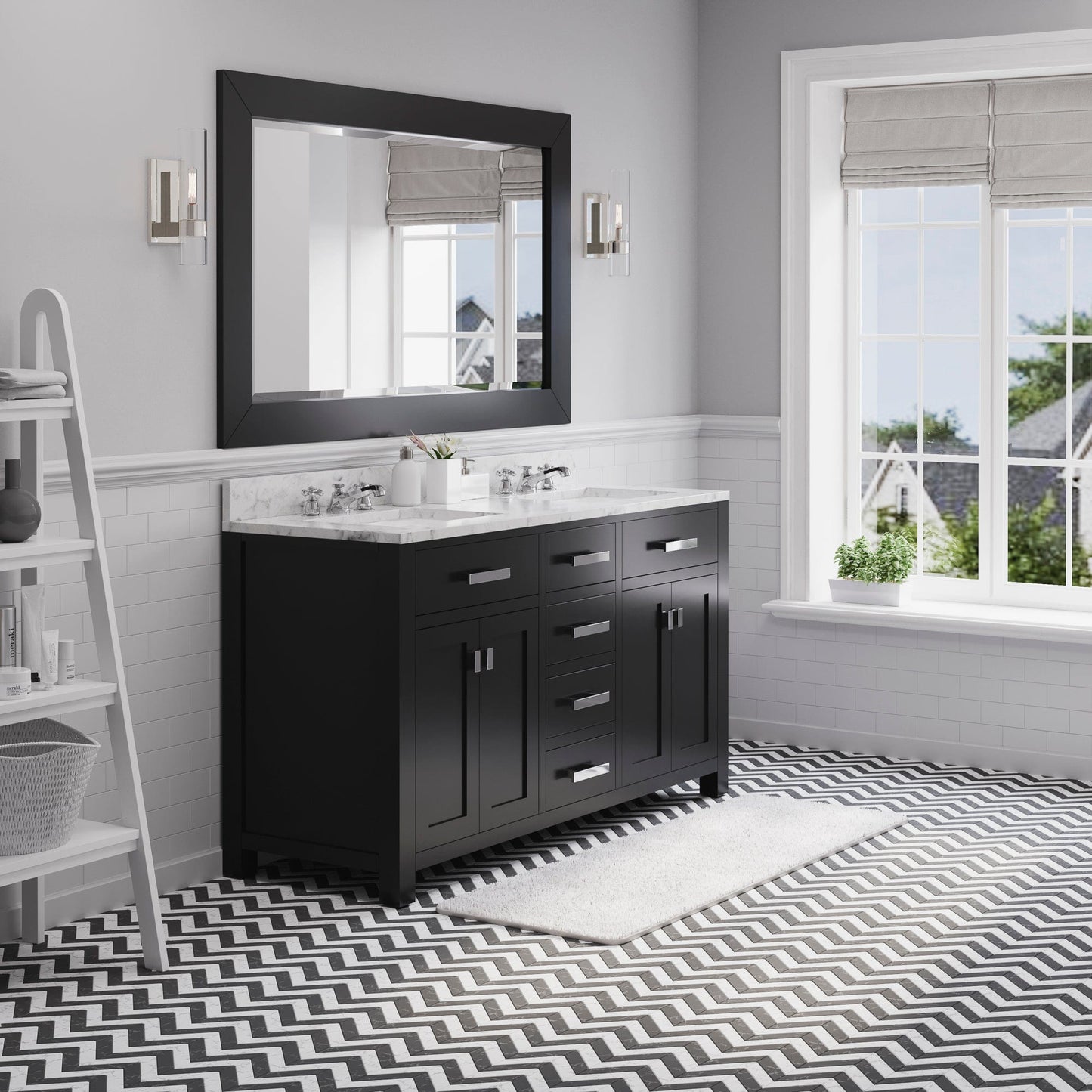 Water Creation MS60CW01ES-R60000000 MADISON 60"W x 34"H Espresso Double-Sink Vanity + Mirror