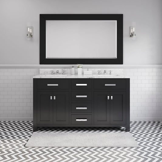 Water Creation MS60CW01ES-R60BX0901 MADISON 60"W x 34"H Espresso Double-Sink Vanity + Faucets & Mirror