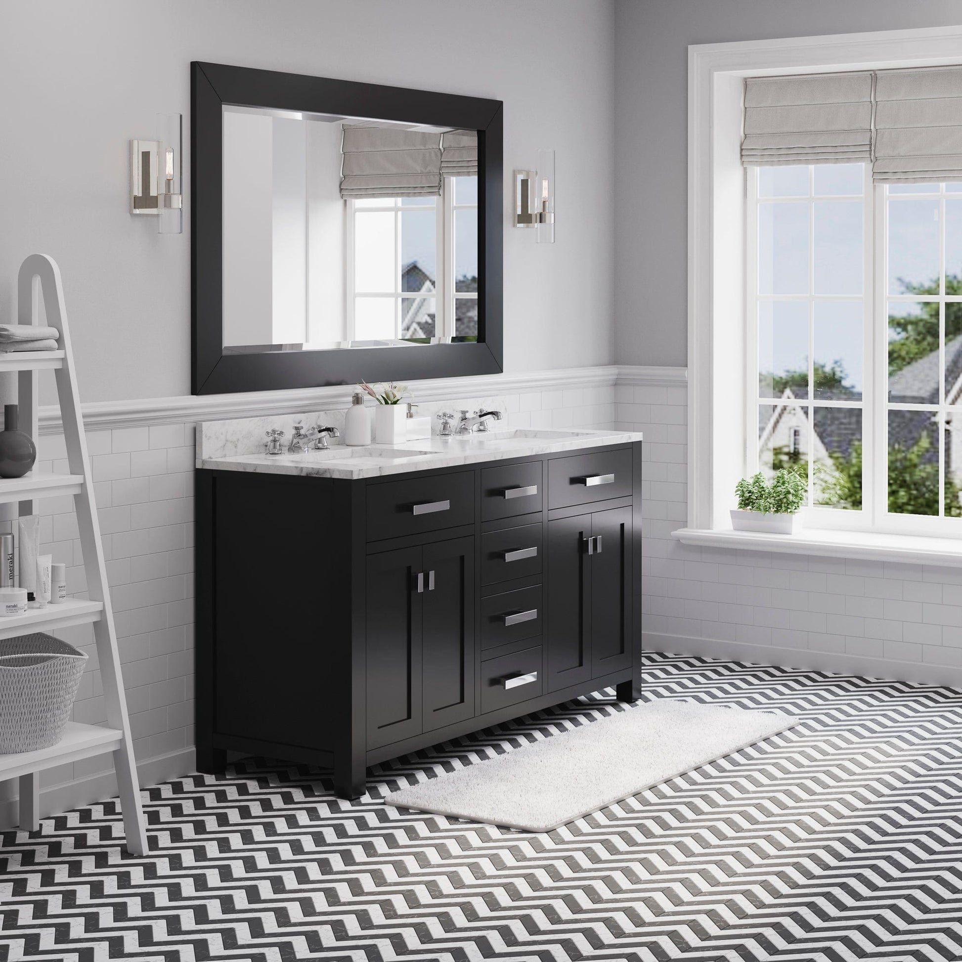 Water Creation MS60CW01ES-R60BX0901 MADISON 60"W x 34"H Espresso Double-Sink Vanity + Faucets & Mirror