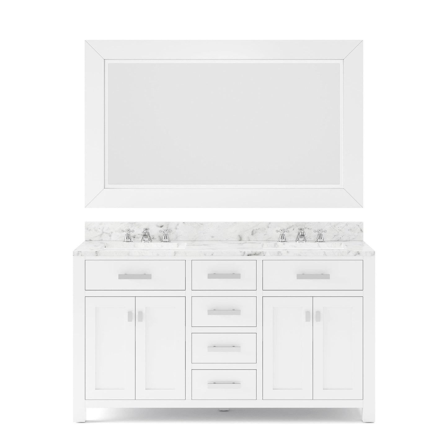 Water Creation MS60CW01PW-R60000000 MADISON 60"W x 34"H Pure White Double-Sink Vanity + Mirror