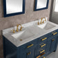 Water Creation MS60CW06MB-000TL1206 MADISON 60"W x 34"H Monarch Blue Double-Sink Vanity with Carrara White Marble Countertop + Faucets (F2-0012-06-TL)