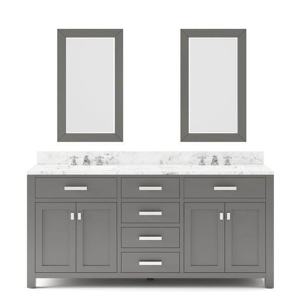 Water Creation MS72CW01CG-R24000000 MADISON 72W x 34H Cashmere Gray Double-Sink Vanity + Mirrors