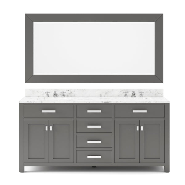 Water Creation MS72CW01CG-R72000000 MADISON 72W x 34H Cashmere Gray Double-Sink Vanity + Mirror