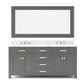 Water Creation MS72CW01CG-R72BX0901 MADISON 72"W x 34"H Cashmere Gray Double-Sink Vanity + Faucets & Mirror