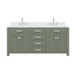 Water Creation MS72CW01GN-000BL1401 MADISON 72"W x 34"H Glacial Green Double-Sink Vanity with Carrara White Marble Countertop + Gooseneck Faucet