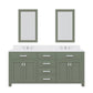 Water Creation MS72CW01GN-R21000000 MADISON 72"W x 34"H Glacial Green Double-Sink Vanity with Carrara White Marble Countertop + Mirror