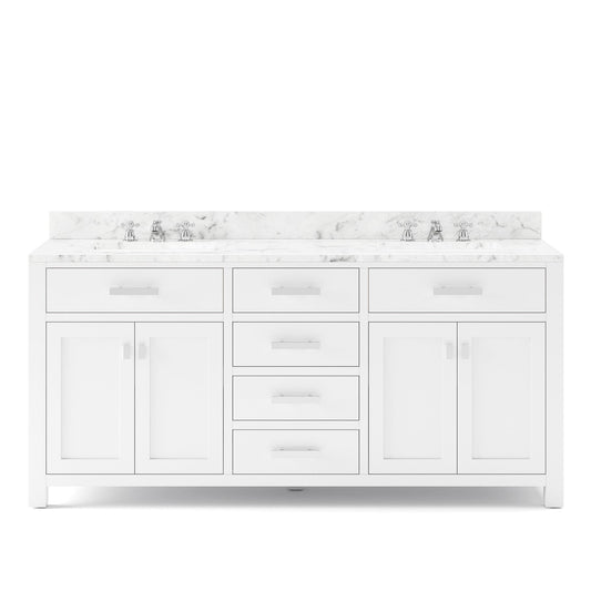 Water Creation MS72CW01PW-000000000 MADISON 72"W x 34"H Pure White Double-Sink Vanity (Vanity Only)