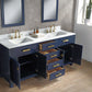 Water Creation MS72CW06MB-000TL1206 MADISON 72"W x 34"H Monarch Blue Double-Sink Vanity with Carrara White Marble Countertop + Faucets (F2-0012-06-TL)