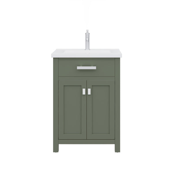 Water Creation MY24CR01GN-000000000 MYRA 24W x 34H Glacial Green Integrated Ceramic Sink Vanity