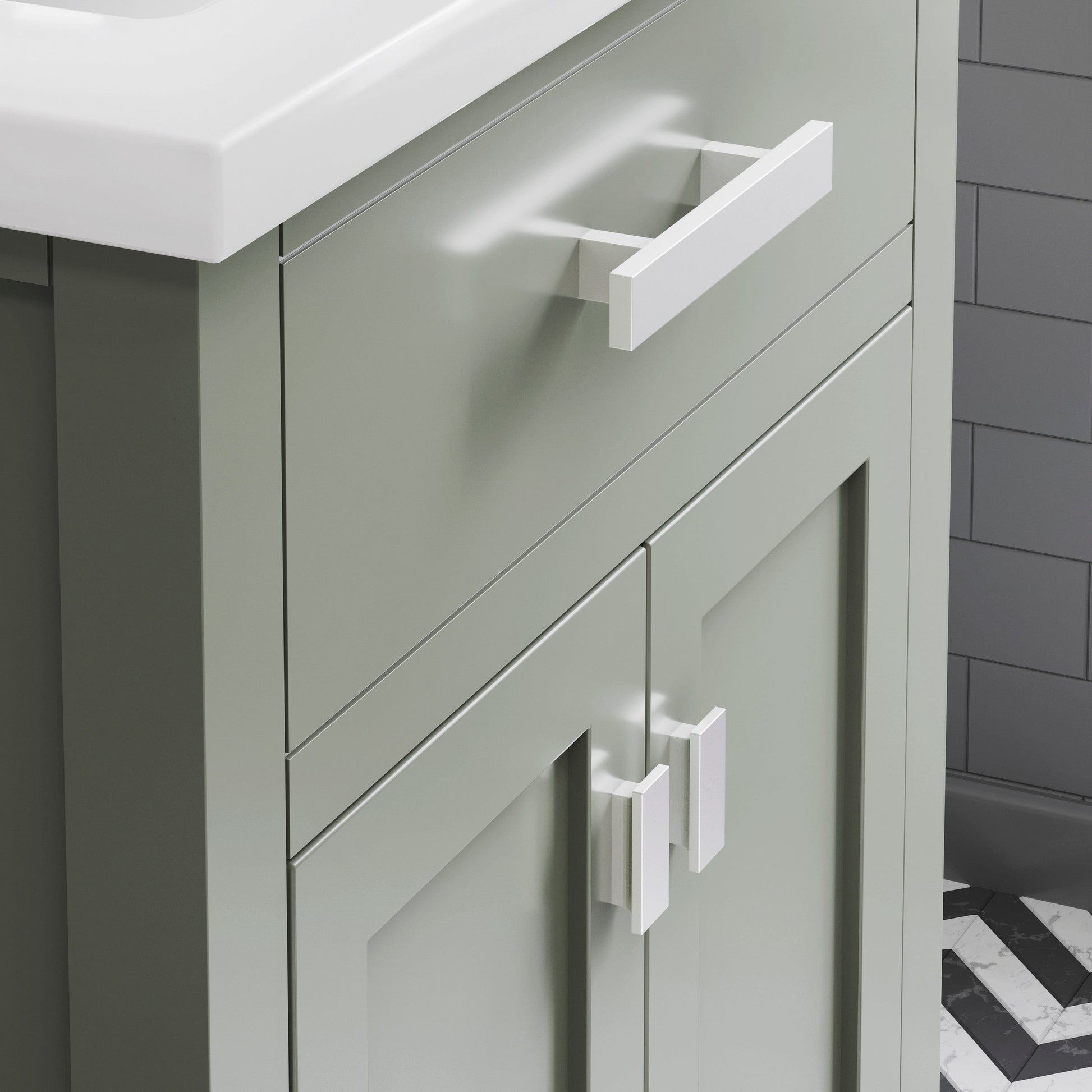 Water Creation MY24CR01GN-000000000 MYRA 24"W x 34"H Glacial Green Integrated Ceramic Sink Vanity