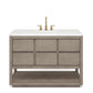 Water Creation OA48CW00GK-000BL1406 OAKMAN 48"W x 34.3"H Gray Oak Single-Sink Vanity with Carrara White Marble Countertop + Gold Faucets