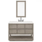 Water Creation OA48CW00GK-R21000000 OAKMAN 48"W x 34.3"H Gray Oak Single-Sink Vanity with Carrara White Marble Countertop + Rectangular Mirror