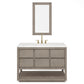 Water Creation OA48CW00GK-R21BL1406 OAKMAN 48"W x 34.3"H Gray Oak Single-Sink Vanity with Carrara White Marble Countertop + Gold Faucets and Rectangular Mirrors