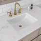 Water Creation OA48CW00GK-R21BL1406 OAKMAN 48"W x 34.3"H Gray Oak Single-Sink Vanity with Carrara White Marble Countertop + Gold Faucets and Rectangular Mirrors