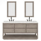 Water Creation OA72CW00GK-R21000000 OAKMAN 72"W x 34.3"H Gray Oak Double-Sink Vanity with Carrara White Marble Countertop + Rectangular Mirrors