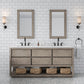 Water Creation OA72CW00GK-R21000000 OAKMAN 72"W x 34.3"H Gray Oak Double-Sink Vanity with Carrara White Marble Countertop + Rectangular Mirrors