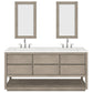 Water Creation OA72CW00GK-R21BL1401 OAKMAN 72"W x 34.3"H Gray Oak Double-Sink Vanity with Carrara White Marble Countertop + Chrome Faucets and Rectangular Mirrors