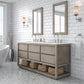 Water Creation OA72CW00GK-R21BL1401 OAKMAN 72"W x 34.3"H Gray Oak Double-Sink Vanity with Carrara White Marble Countertop + Chrome Faucets and Rectangular Mirrors