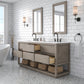 Water Creation OA72CW00GK-R21BL1403 OAKMAN 72"W x 34.3"H Gray Oak Double-Sink Vanity with Carrara White Marble Countertop + ORB Faucets and Rectangular Mirrors