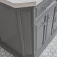 Water Creation PA60QZ01CG-000000000 PALACE 60"W x 34"H Cashmere Gray Vanity with Carrara Quartz Countertop, Chrome Finish Hardware (Vanity Only)