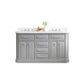 Water Creation PA60QZ01CG-000BX0901 PALACE 60"W x 34"H Cashmere Gray Vanity with Carrara Quartz Countertop + Faucets (F2-0009), Chrome Finish Hardware