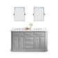 Water Creation PA60QZ01CG-E18000000 PALACE 60"W x 34"H Cashmere Gray Vanity with Carrara Quartz Countertop + Mirror, Chrome Finish Hardware & Mirror