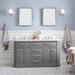 Water Creation PA60QZ01CG-E18FX1301 PALACE 60"W x 34"H Cashmere Gray Vanity with Carrara Quartz Countertop + Faucets & Mirror (F2-0013), Chrome Finish Hardware & Mirror