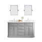 Water Creation PA60QZ01CG-E18TL1201 PALACE 60"W x 34"H Cashmere Gray Vanity with Carrara Quartz Countertop + Faucets & Mirror (F2-0012), Chrome Finish Hardware & Mirror