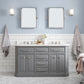 Water Creation PA60QZ05CG-E18BX0905 PALACE 60"W x 34"H Cashmere Gray Vanity with Carrara Quartz Countertop + Faucets & Mirror (F2-0009), Polished Nickel Finish Hardware & Mirror