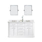 Water Creation PA60QZ05PW-E18BX0905 PALACE 60"W x 34"H Pure White Vanity with Carrara Quartz Countertop + Faucets & Mirror (F2-0009), Polished Nickel Finish Hardware & Mirror