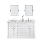 Water Creation PA60QZ05PW-E18TL1205 PALACE 60"W x 34"H Pure White Vanity with Carrara Quartz Countertop + Faucets & Mirror (F2-0012), Polished Nickel Finish Hardware & Mirror