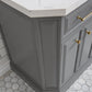 Water Creation PA60QZ06CG-E18000000 PALACE 60"W x 34"H Cashmere Gray Vanity with Carrara Quartz Countertop + Mirrors, Satin Gold Finish Hardware & Chrome Finish Mirror (B)