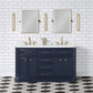 Water Creation PA60QZ06MB-E18000000 PALACE 60"W x 34"H Monarch Blue Double-Sink Vanity with White Quartz Countertop + Mirrors