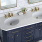 Water Creation PA60QZ06MB-E18FX1306 PALACE 60"W x 34"H Monarch Blue Double-Sink Vanity with White Quartz Countertop + Faucets & Mirrors (Waterfall Faucets)