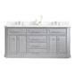 Water Creation PA72QZ01CG-000FX1301 PALACE 72"W x 34"H Cashmere Gray Vanity with Carrara Quartz Countertop + Faucets (F2-0013), Chrome Finish Hardware