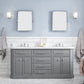 Water Creation PA72QZ01CG-000FX1301 PALACE 72"W x 34"H Cashmere Gray Vanity with Carrara Quartz Countertop + Faucets (F2-0013), Chrome Finish Hardware