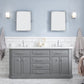 Water Creation PA72QZ01CG-000TL1201 PALACE 72"W x 34"H Cashmere Gray Vanity with Carrara Quartz Countertop + Faucets (F2-0012), Chrome Finish Hardware