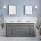 Water Creation PA72QZ05CG-000000000 PALACE 72"W x 34"H Cashmere Gray Vanity with Carrara Quartz Countertop, Polished Nickel Finish Hardware (Vanity Only)