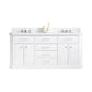 Water Creation PA72QZ05PW-000000000 PALACE 72"W x 34"H Pure White Vanity with Carrara Quartz Countertop, Polished Nickel Finish Hardware (Vanity Only)