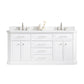 Water Creation PA72QZ05PW-000TL1205 PALACE 72"W x 34"H Pure White Vanity with Carrara Quartz Countertop + Faucets (F2-0012), Polished Nickel Finish Hardware