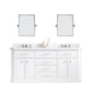 Water Creation PA72QZ05PW-E18000000 PALACE 72"W x 34"H Pure White Vanity with Carrara Quartz Countertop + Mirror, Polished Nickel Finish Hardware & Mirror