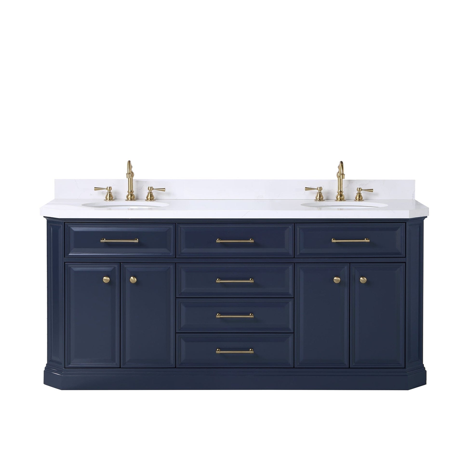 Water Creation PA72QZ06MB-000000000 PALACE 72"W x 34.2"H Monarch Blue Double-Sink Vanity with White Quartz Countertop (Vanity Only)