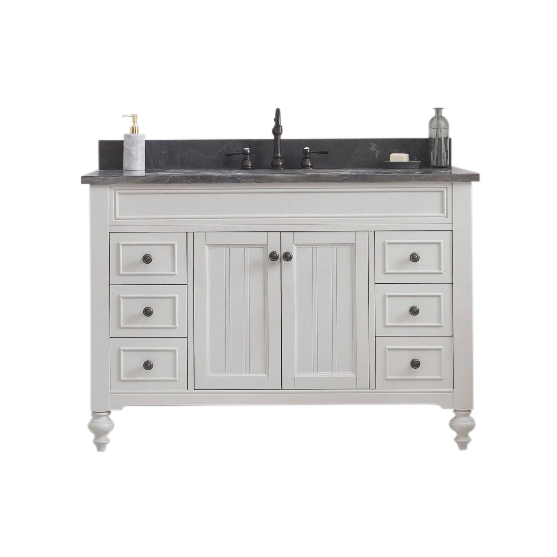 Water Creation PO48BL03EG-000TL1203 POTENZA 48"W x 34"H Earl Gray Vanity with Blue Limestone Countertop + Faucets B