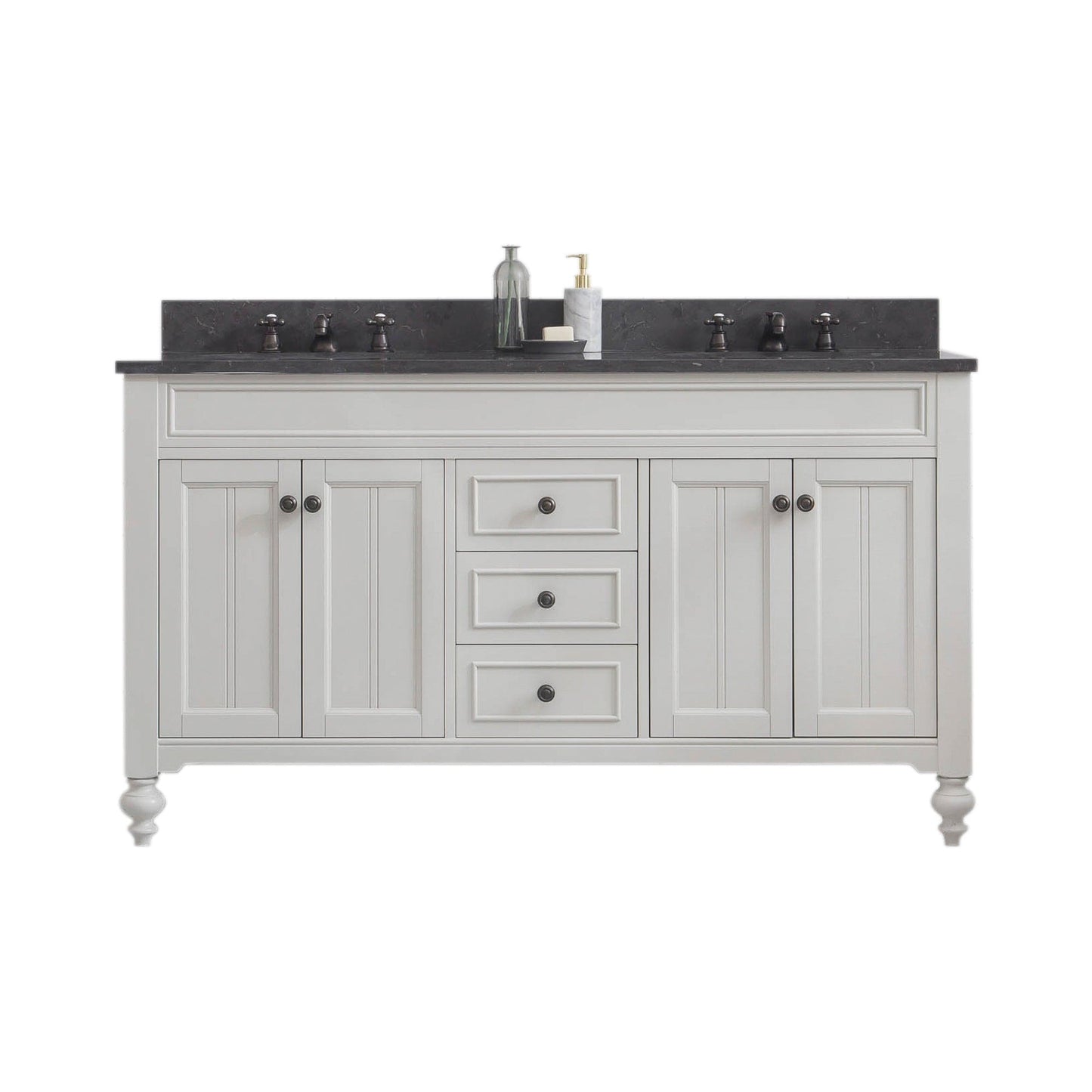 Water Creation PO60BL03EG-000BX0903 POTENZA 60"W x 34"H Earl Gray Vanity with Blue Limestone Countertop + Faucets A