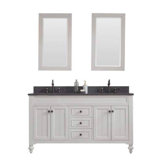 Water Creation PO60BL03EG-R21TL1203 POTENZA 60"W x 34"H Earl Gray Vanity with Blue Limestone Countertop + Faucets B & Mirror