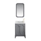 Water Creation QU24QZ01CG-Q21BX0901 QUEEN 24"W x 34"H Cashmere Gray Single-Sink Vanity with Carrara Quartz Countertop + Faucets & Mirror (F2-0009-01-BX)