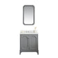 Water Creation QU30QZ01CG-Q21000000 QUEEN 30"W x 34"H Cashmere Gray Single-Sink Vanity with Carrara Quartz Countertop + Mirror