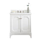 Water Creation QU30QZ05PW-000000000 QUEEN 30"W x 34"H Pure White Single-Sink Vanity with Carrara Quartz Countertop (Vanity Only)